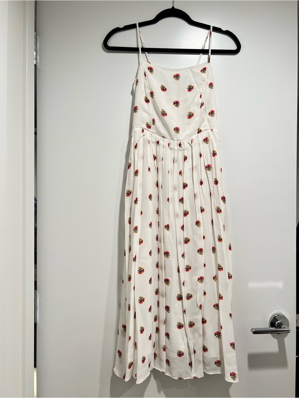 BabatonWhite Floral Spaghetti-Strap Midi Dress
